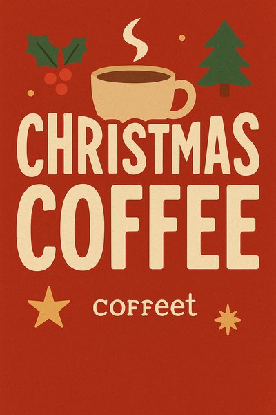 Festive Christmas Coffee Graphic with Holiday Elements