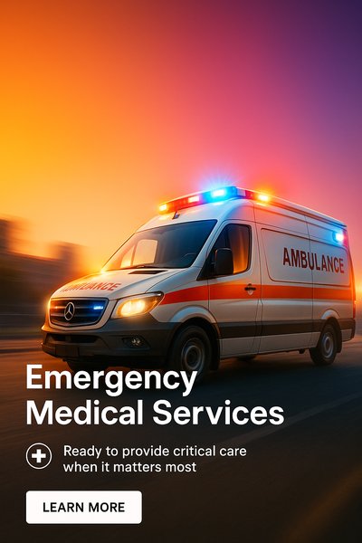 Emergency Medical Services Vehicle at Sunset