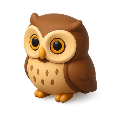 Cute Cartoon Owl Figurine with Big Eyes