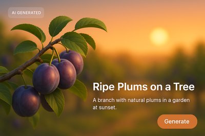 Ripe Plums on a Tree Branch at Sunset