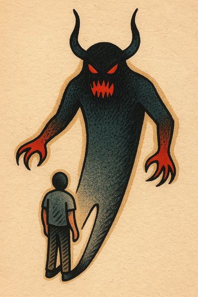 Shadow Monster Tattoo Design Reflecting Fear and Anxiety
