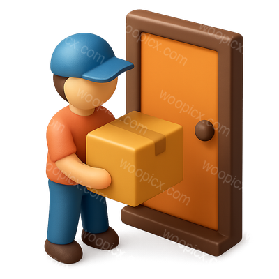 3D Delivery Icon Featuring a Person at a Door