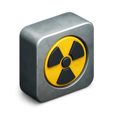 3D Plutonium Icon with Radiological Symbol