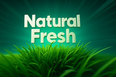 Dynamic Green Scene with 3D Grass and Bold Text