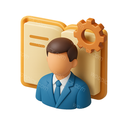 3D Internship Icon with Book and Gear Representation