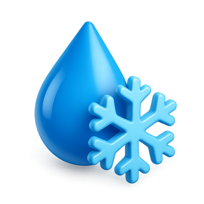 Stylized Water Droplet and Snowflake 3D Icon