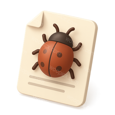 3D Bug Icon on Document Illustration