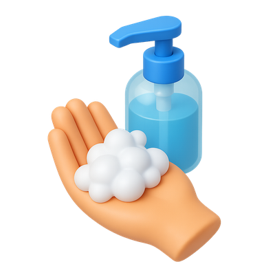 3D Handwash Icon with Soap and Pump Dispenser