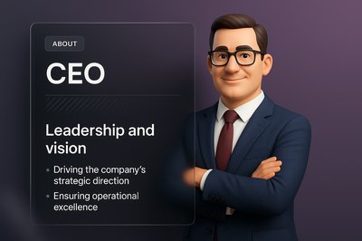 Professional 3D Web Page Featuring a CEO Character
