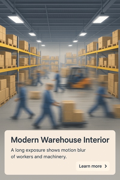 Long Exposure of Modern Warehouse Interior with Motion Blur