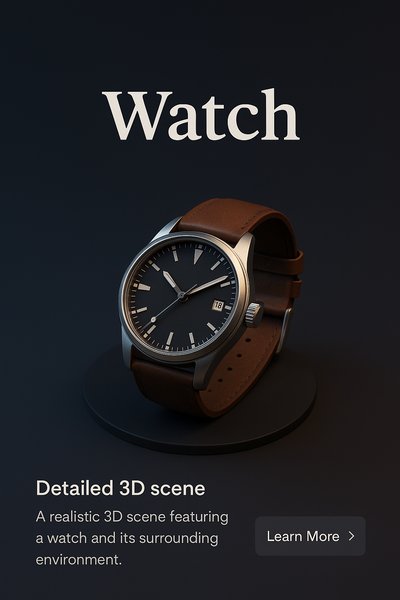 Realistic 3D Watch Scene with Elegant Design Elements