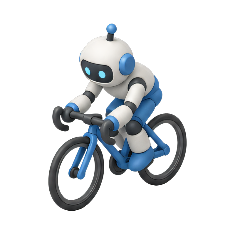 robot cycling on a racing bike