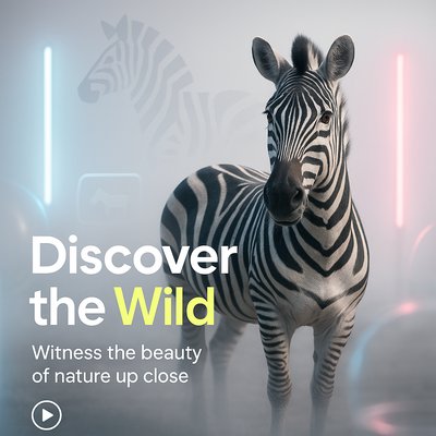 Wildlife Promotion Featuring a Zebra with Modern Design Elements