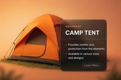 3D Illustration of a Camp Tent with Informative Overlay