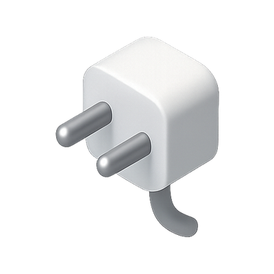 Stylized Electrical Plug Icon in Clean Design