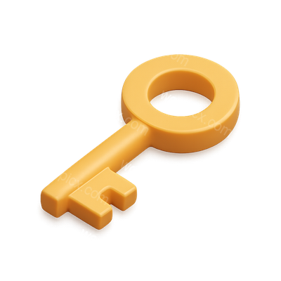 3D Key Icon with Isometric Design and Volumetric Feel