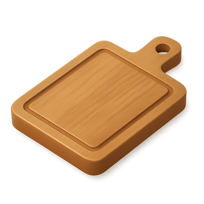Stylish Isometric Cutting Board Icon with Groove