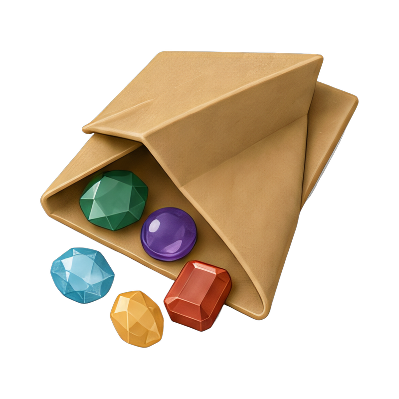 Folded gems in parcel paper