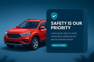 Realistic Red SUV with 3D Perspective and Feature Block