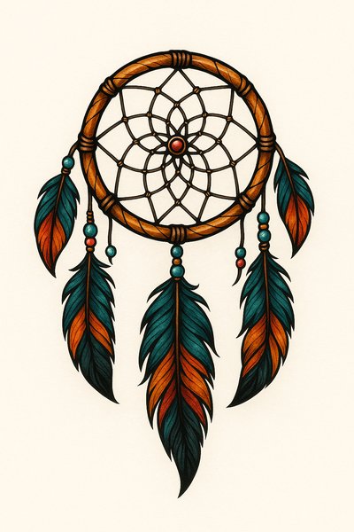 Colorful Dreamcatcher Illustration with Feathers