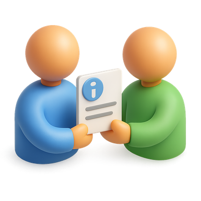 3D Icon of Two People Exchanging Information in Isometric View