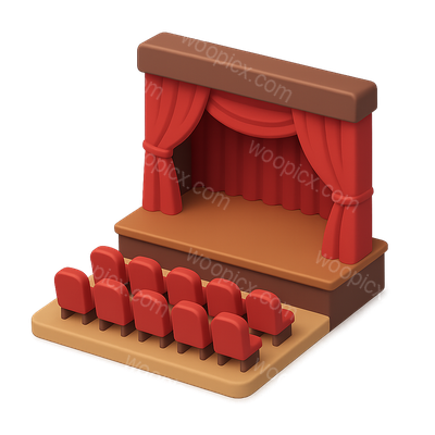 3D Theater Stage with Seating Design in Isometric View