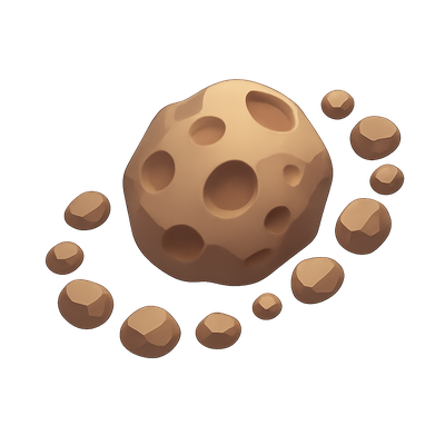 Stylized 3D Asteroid Icon with Isometric View