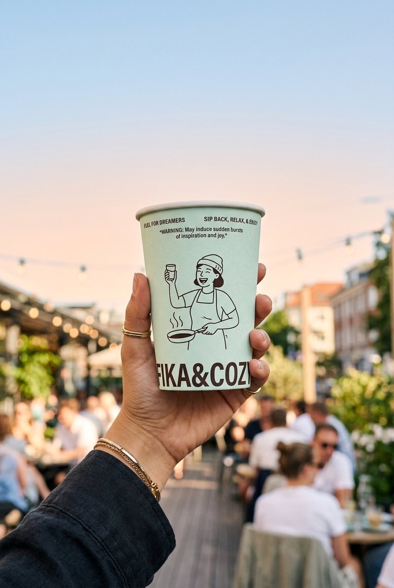 Fika & Cozi coffee cup design