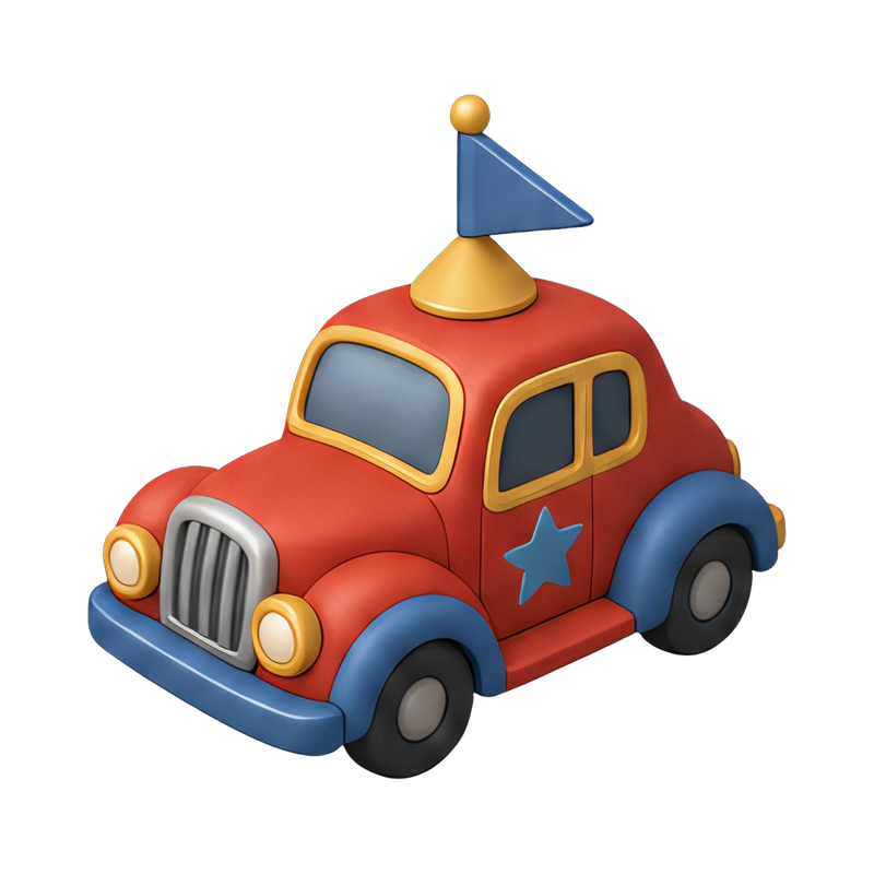 colorful clown car on display