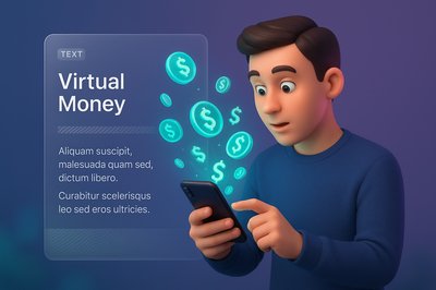 Virtual Money Emerging from Phone Screen