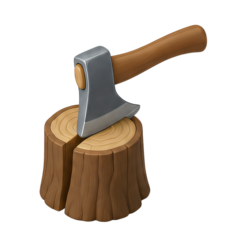 wood splitting with an axe