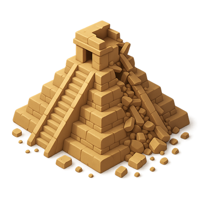 3D Isometric Icon of a Mayan Temple Ruin