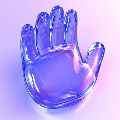 Abstract Glass Hand Sculpture with Soft Lighting