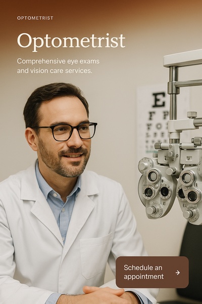 Stylish Optometrist Services Image with Action Button