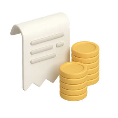 3D Coin Stacks with Receipt Illustration