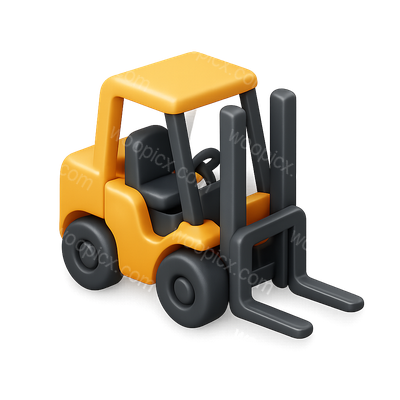Stylized 3D Forklift Icon with Isometric View