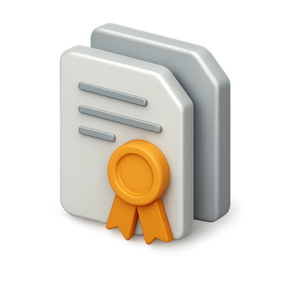 Stylized 3D Document Icon with Ribbon Design