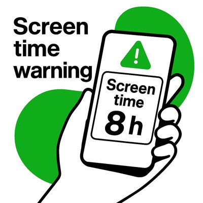 Digital Screen Time Warning Graphic with Smartphone Illustration