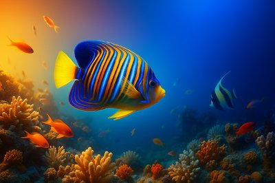 Stunning Underwater Scene with Vibrant Fish and Coral Reefs