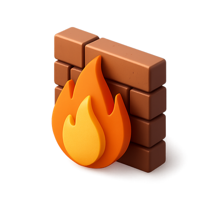 3D Icon of a Fiery Wall with Volumetric Feel