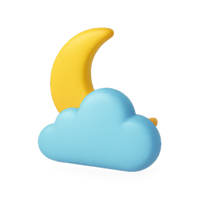 Stylized Moon and Cloud Icon in Vibrant Colors