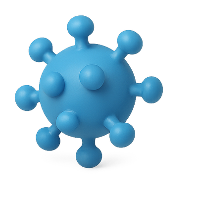 3D Model of a Virus Representation in Blue
