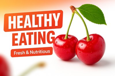 Vibrant Healthy Eating Graphic Featuring Fresh Cherries