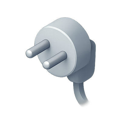 Realistic Electric Plug Icon with Two Prongs