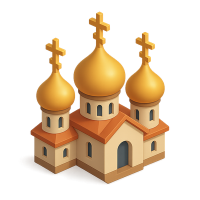 Isometric 3D Church with Onion Domes Icon