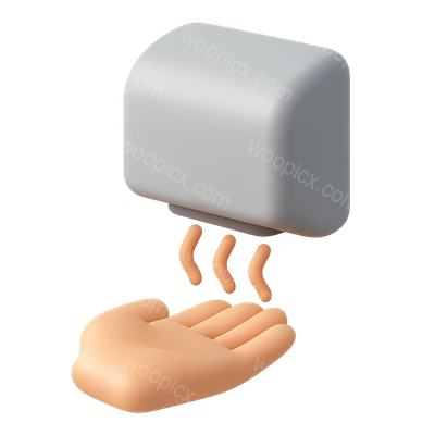 3D Icon of Hand Under Warm Airflow (Isometric View)