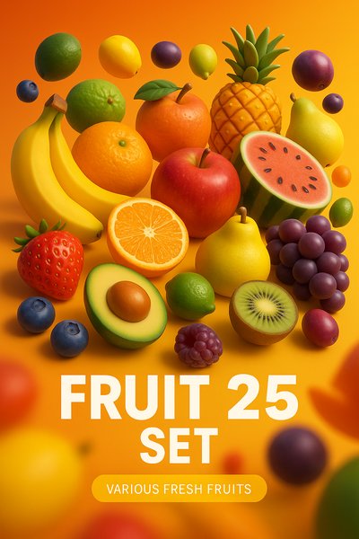 Colorful 3D Fruit Collection Display