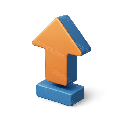 3D Upward Arrow Icon with Isometric Design
