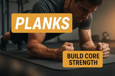 Fitness Instruction Graphic Featuring Core Strength Exercise
