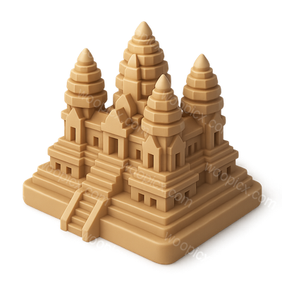 Stylized 3D Angkor Wat Temple Icon Design
